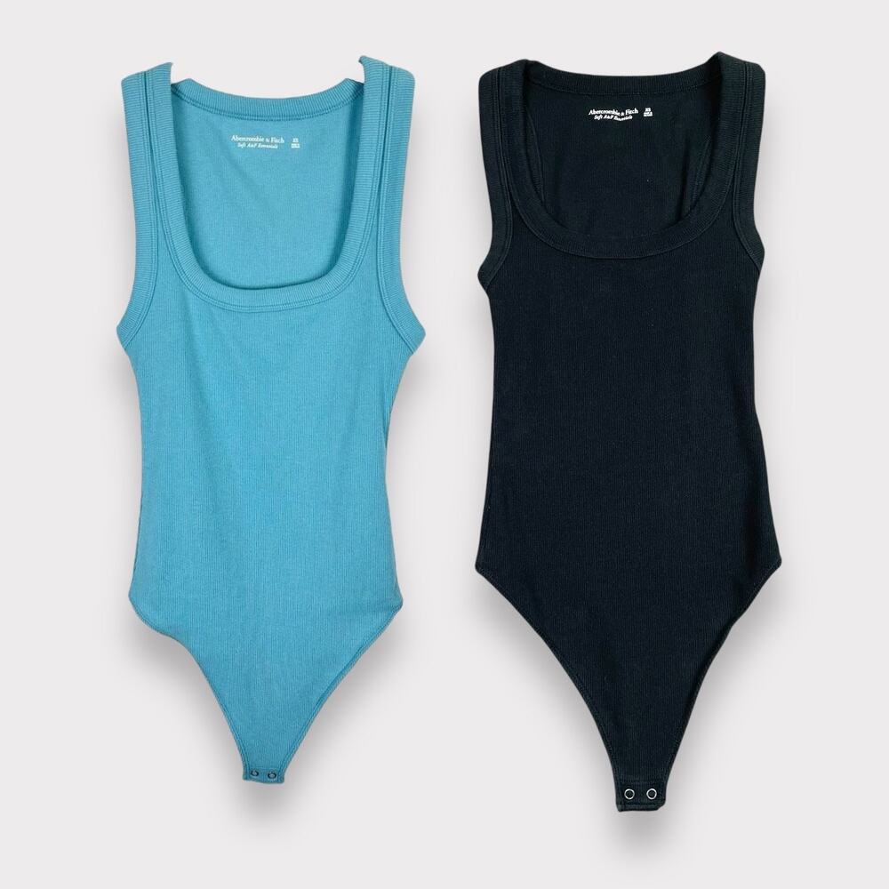 Women's Blue and Black Bodysuit Set